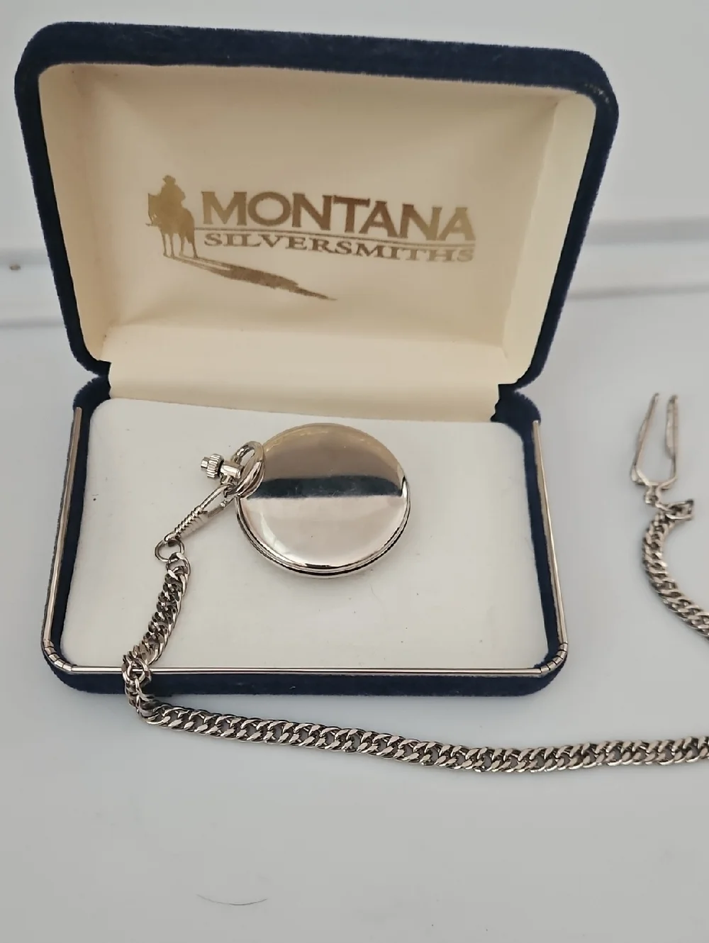 Montana Silversmiths Flower Engraved Silver-Tone Pocket Watch with Chain